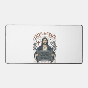 Jesus Kreuzstich Vintage-Shirt Christliches Grafik Schreibtischunterlage