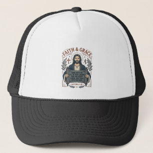 Jesus Kreuzstich Vintage-Shirt Christliches Grafik Truckerkappe