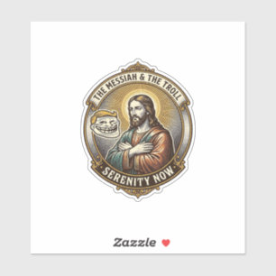Jesus Kreuzt Arme Internet-Troll-Gesicht Emoji Hum Aufkleber