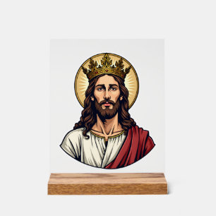Jesus Krone Halo Vintage Gravur Shirt 2 Acrylschild