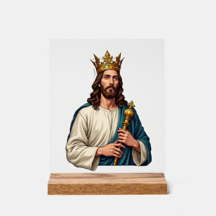 Jesus-Krone-Szepter Vintage-Gravur-Shirt 2 Acrylschild