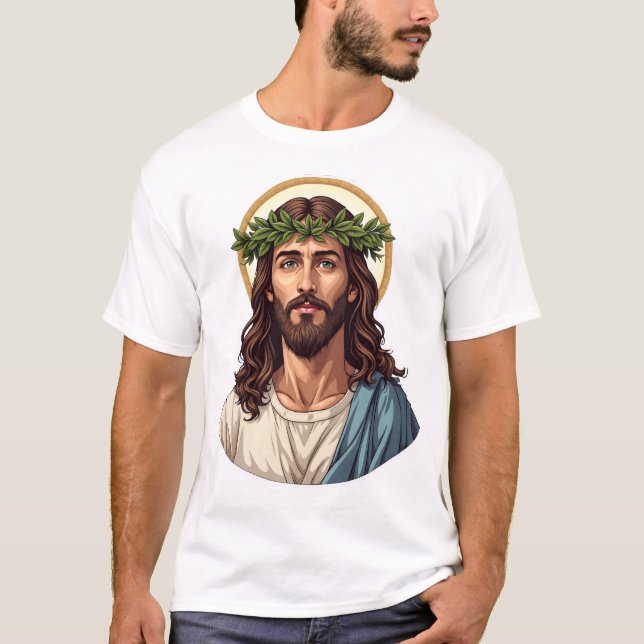 Jesus krönt Lorbeer Vintage Gravur Shirt 2 (Vorderseite)