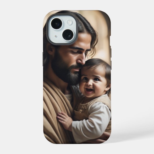 Jesus Kunst iPhone 15 Hülle (Rückseite)