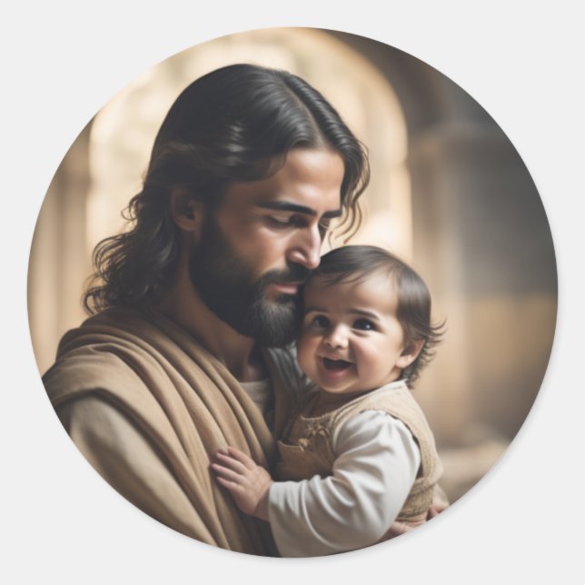Jesus Kunst Runder Aufkleber (Vorderseite)