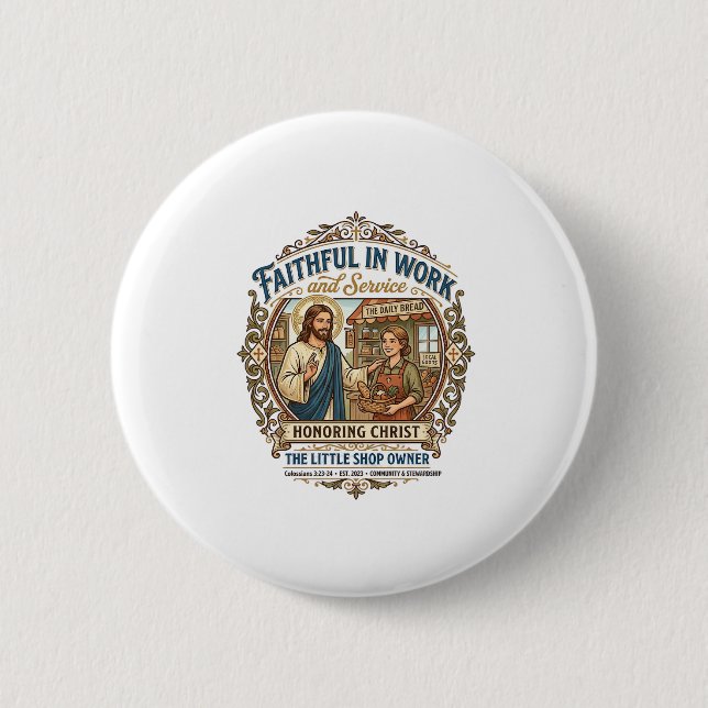 Jesus Kunstverkäufer Etsy Maker Shirt Glaube Basie Button (Vorderseite)