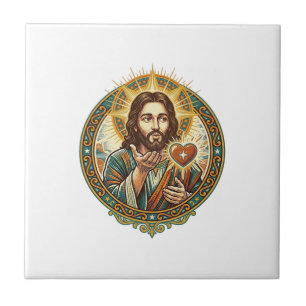 Jesus Küsschen Rot Herz Like Button Humor_1 Fliese
