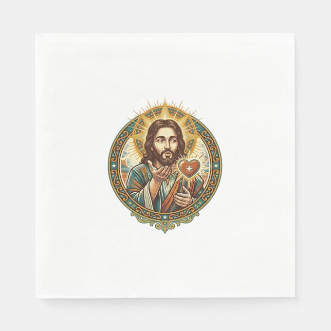 Jesus Küsschen Rot Herz Like Button Humor_1 Serviette (Vorderseite)
