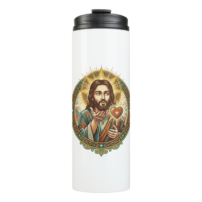 Jesus Küsschen Rot Herz Like Button Humor_1 Thermosbecher (Vorderseite)