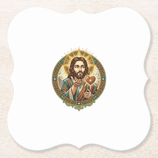 Jesus Küsschen Rot Herz Like Button Humor_1 Untersetzer (Vorderseite)