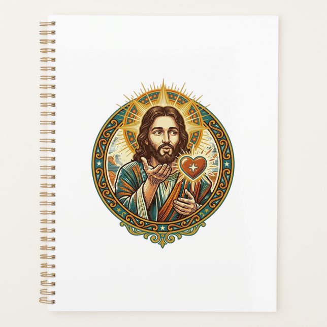 Jesus Küsschen Roter Herz Like Button Humor_1 Planer (Vorderseite)