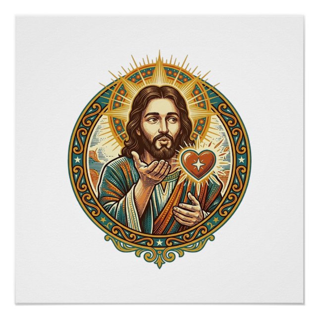 Jesus Küsschen Roter Herz Like Button Humor_1 Poster (Vorderseite)