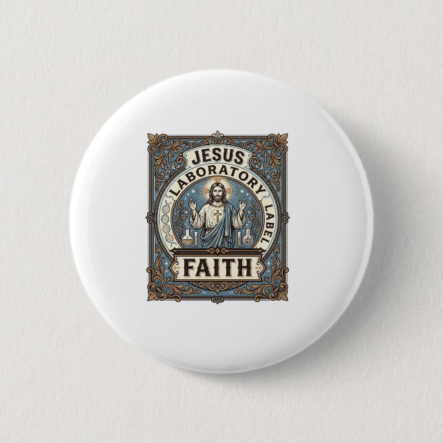 Jesus Laboretikett Glaube Jesus Laborchrist Button (Vorderseite)