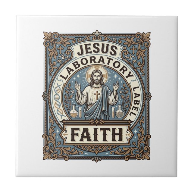 Jesus Laboretikett Glaube Jesus Laborchrist Fliese (Vorderseite)