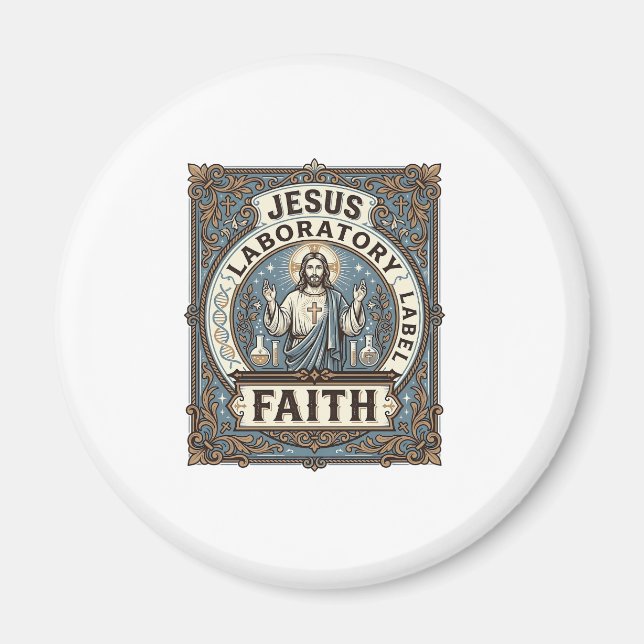 Jesus Laboretikett Glaube Jesus Laborchrist Magnet (Vorne)
