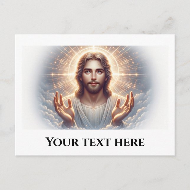 Jesus lächelt mit freundlichen Händen Postkarte (Vorderseite)