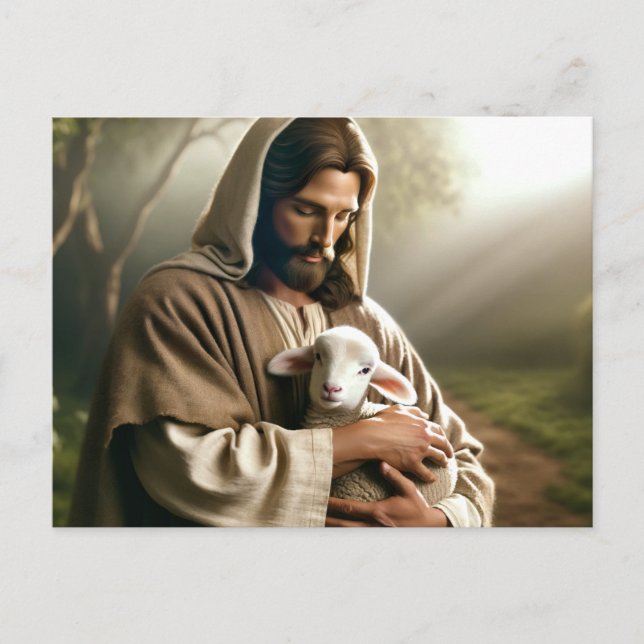 JESUS & LAMM GUTER HIRTE POSTKARTE (Vorderseite)