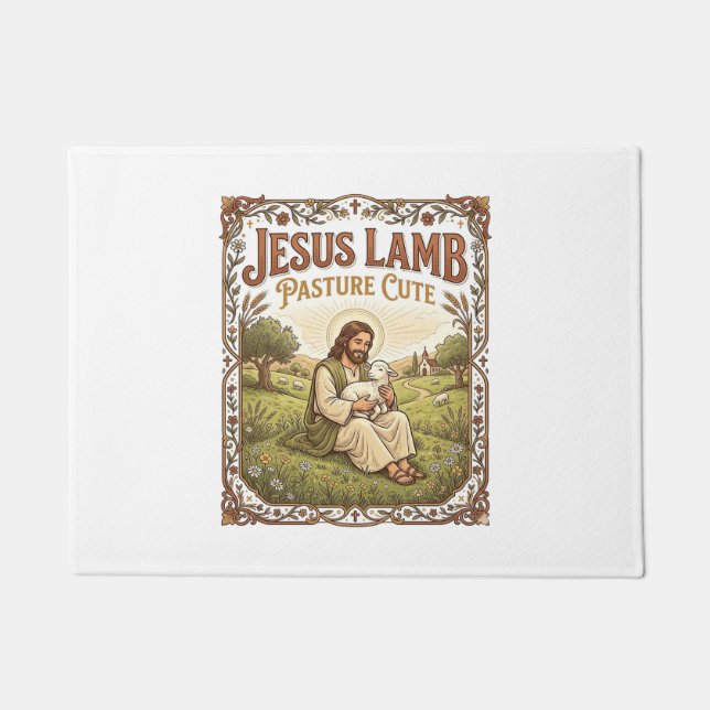 Jesus Lamm Weide Niedlich Jesus Lamm Weide Niedlic Fußmatte (Vorderseite)