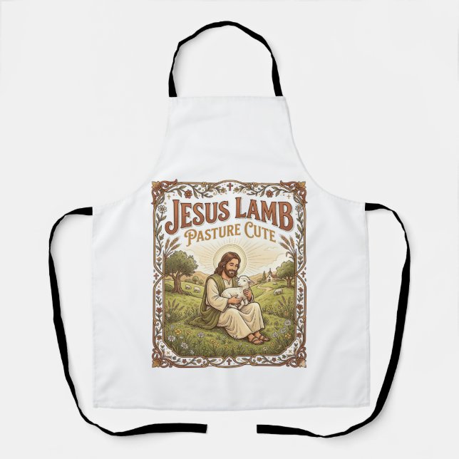 Jesus Lamm Weide Niedlich Jesus Lamm Weide Niedlic Schürze (Vorderseite)
