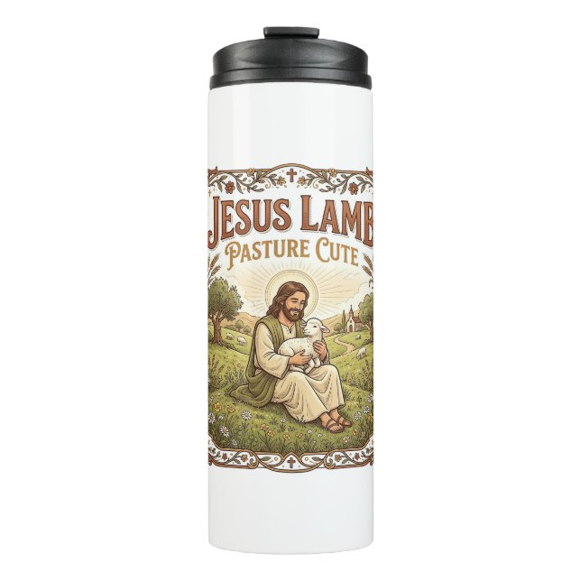 Jesus Lamm Weide Niedlich Jesus Lamm Weide Niedlic Thermosbecher (Vorderseite)