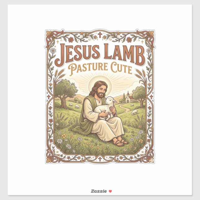 Jesus Lamm Weide Süß Jesus Lamm Weide Süß Ch Aufkleber (Blatt)