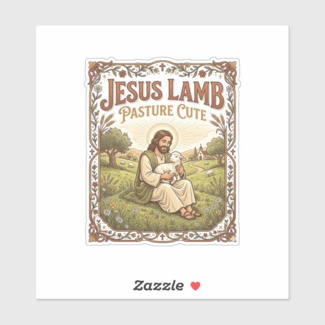 Jesus Lamm Weide Süß Jesus Lamm Weide Süß Ch Aufkleber (Blatt)