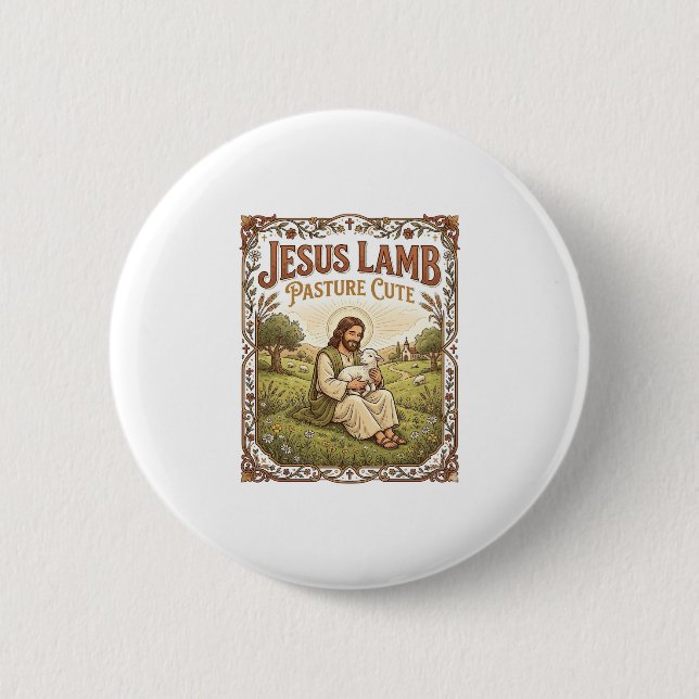 Jesus Lamm Weide Süß Jesus Lamm Weide Süß Ch Button (Vorderseite)