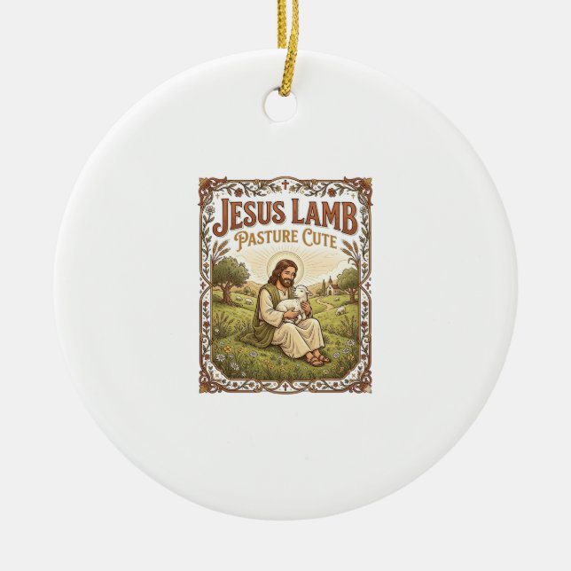 Jesus Lamm Weide Süß Jesus Lamm Weide Süß Ch Keramik Ornament (Vorne)