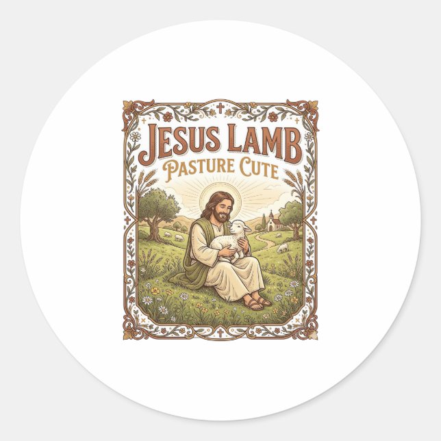 Jesus Lamm Weide Süß Jesus Lamm Weide Süß Ch Runder Aufkleber (Vorderseite)