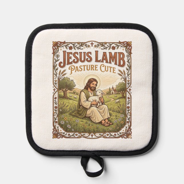 Jesus Lamm Weide Süß Jesus Lamm Weide Süß Ch Topflappen (Vorderseite)