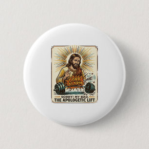 Jesus lässt schwere Hantel laut Gym Lunk Alar fall Button