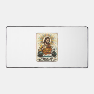 Jesus lässt schwere Hantel laut Gym Lunk Alar fall Schreibtischunterlage