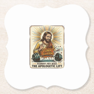 Jesus lässt schwere Hantel laut Gym Lunk Alarm fal Untersetzer