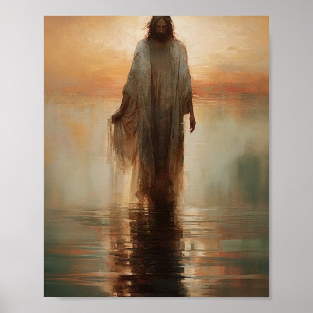 Jesus läuft auf dem Wasser - Bibel Verse Digital P Poster (Vorne)