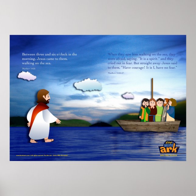 Jesus läuft auf dem Wasser Poster (Vorne)