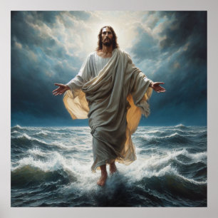 Jesus läuft auf dem Wasser Poster