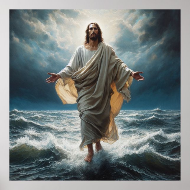 Jesus läuft auf dem Wasser Poster (Vorne)