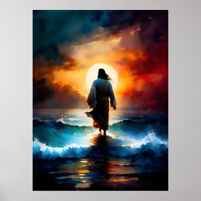 Jesus läuft auf dem Wasser Poster (Vorne)