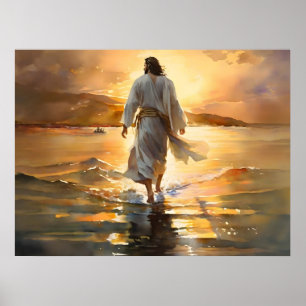 Jesus läuft auf dem Wasser Poster