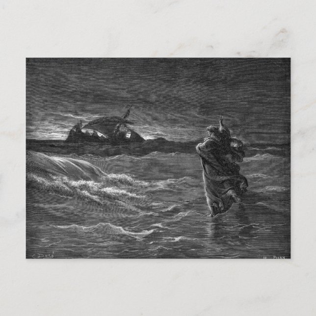 Jesus läuft auf dem Wasser Postkarte (Vorderseite)
