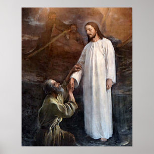 Jesus läuft auf Wasser 3 & St Peter Poster Wide