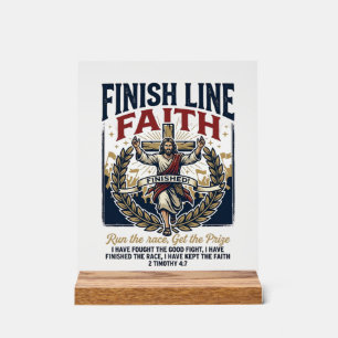 Jesus läuft Marathon Vintage-Shirt Christlich Gra Acrylschild