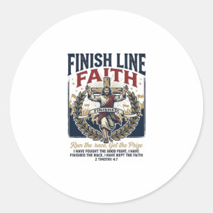 Jesus läuft Marathon Vintage-Shirt Christlich Gra Runder Aufkleber