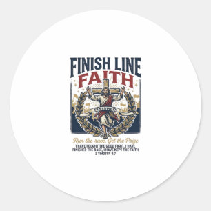 Jesus läuft Marathon Vintage-Shirt Christlich Gra Runder Aufkleber