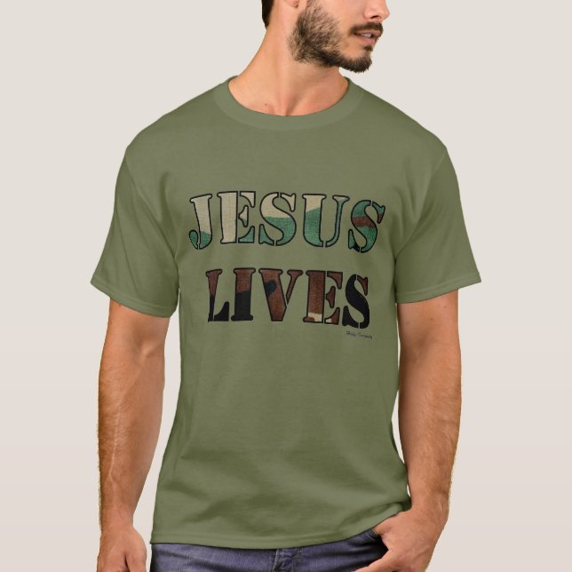 Jesus-Leben - Armee/Ermüdungs-Grün T-Shirt (Vorderseite)