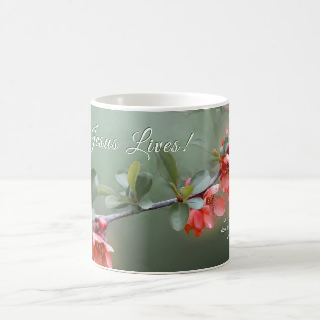 Jesus lebt Frühlingsblumen Bibel Verse Ostern Kaffeetasse (Mittel)
