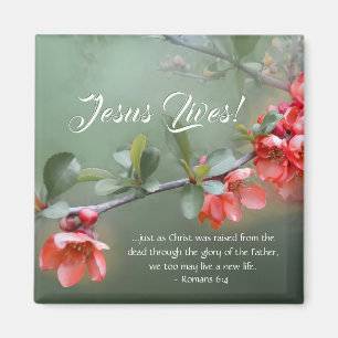 Jesus lebt Frühlingsblumen Bibel Verse Ostern Magnet
