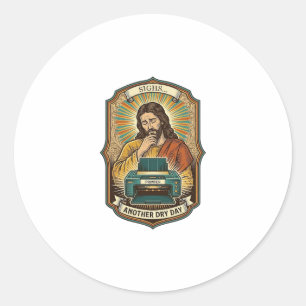 Jesus Leere Druckerpapierablage Büroarbeit Ärgerni Runder Aufkleber