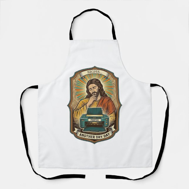 Jesus Leere Druckerpapierablage Büroarbeit Ärgerni Schürze (Vorderseite)