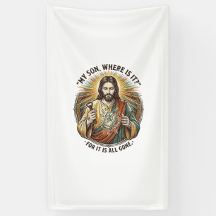 Jesus Leerer Gebrochener Bierkrug Barkeeper Trinke Banner