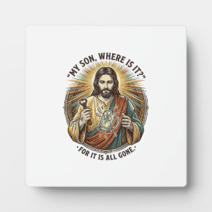 Jesus Leerer Gebrochener Bierkrug Barkeeper Trinke Fotoplatte